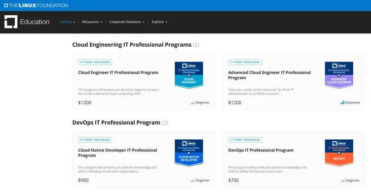 linux foundation IT professional programs