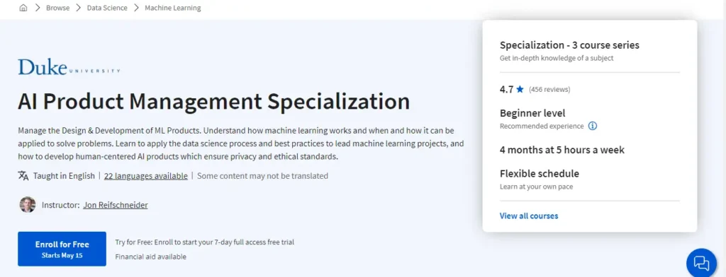 Snapshot from coursera ai product management course.