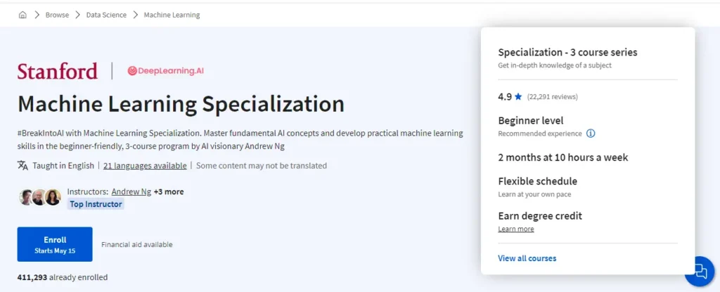 Snapshot from stanford university Machine Learning course on coursera