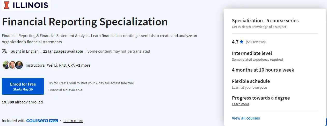 A snapshot from Financial Reporting Specialization by University of Illinois on Coursera