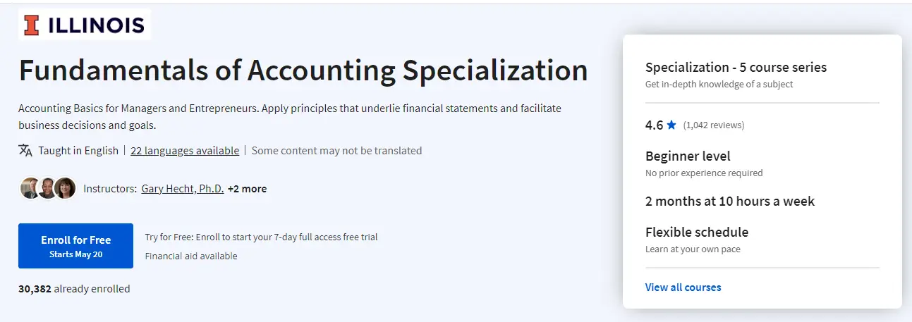 A snapshot from Fundamentals of Accounting specialization on coursera