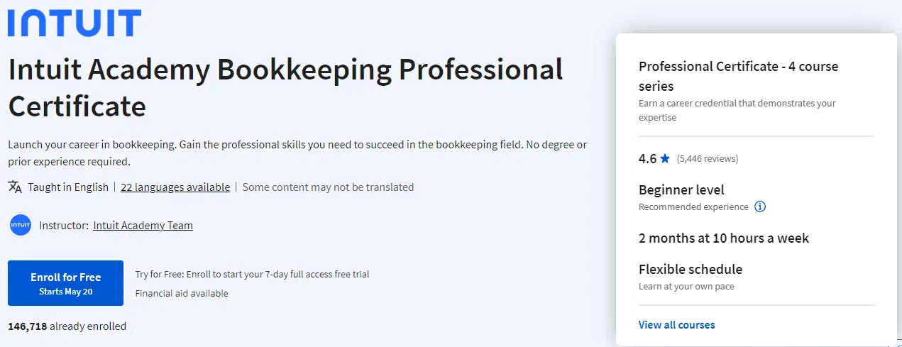 A snapshot from Intuit Academy Bookkeeping Professional Certificate Course