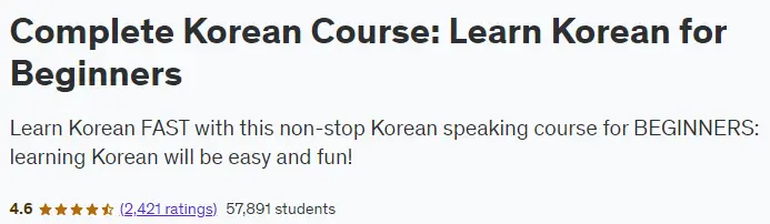 A Snapshot from Udemy Complete Korean Course