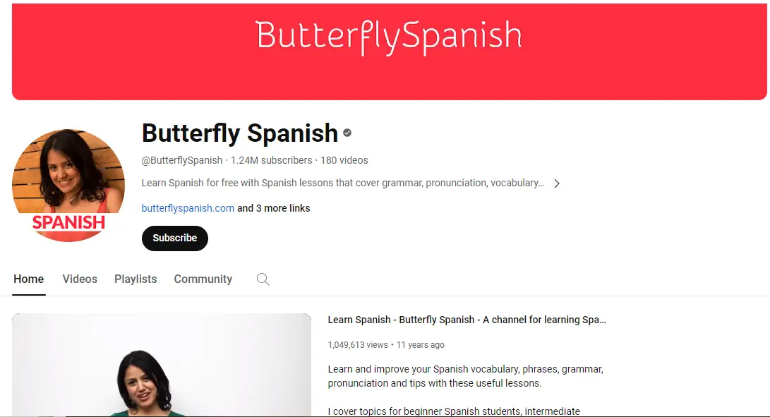 A snapshot from Butterfly Spanish Youtube channel.