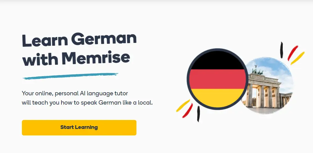 A screenshot from Memrise German language learning page.