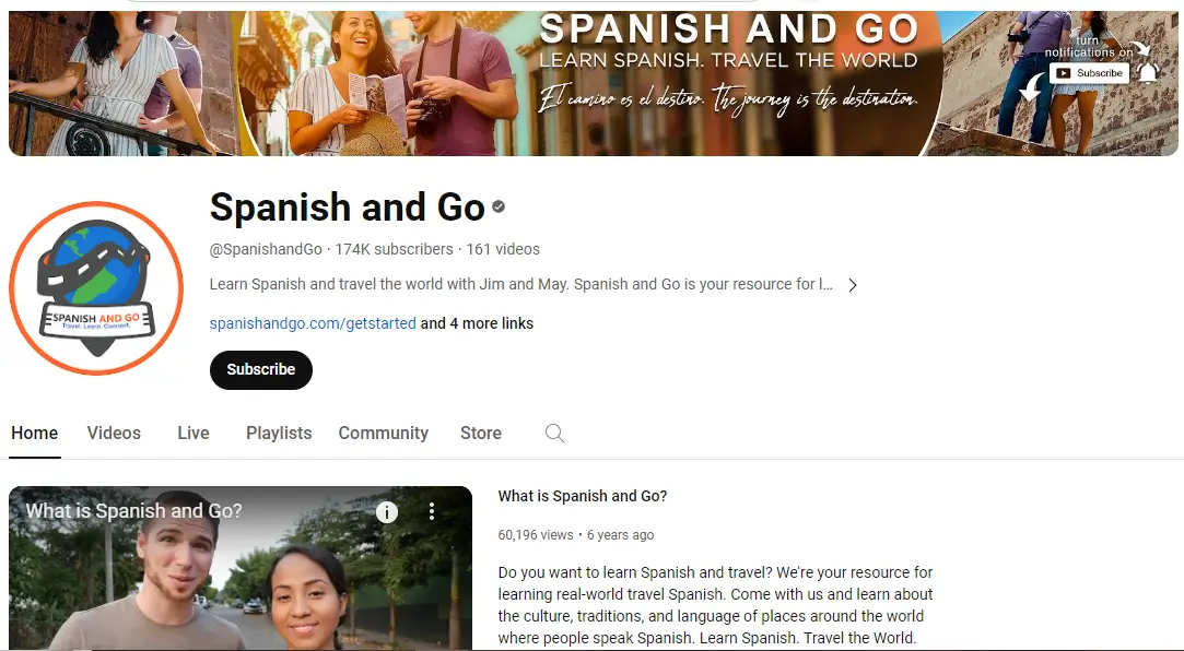 A snapshot from Spanish and Go Youtube channel.