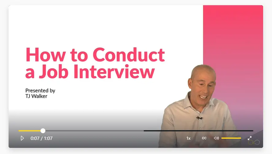 Screenshot from GoSkills How to Conduct a Job Interview course.