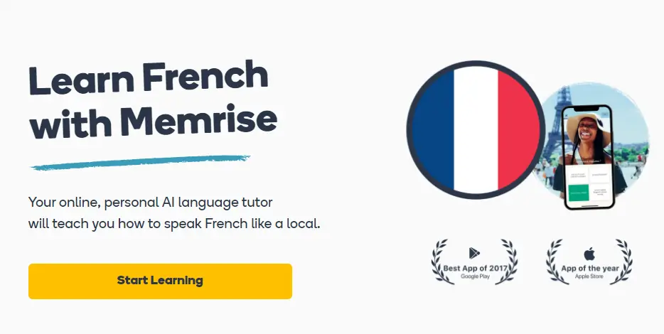 A snapshot from memrise french language learning page.