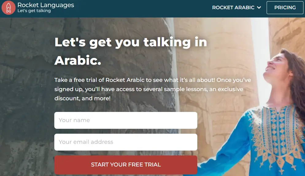 A snapshot from rocket arabic learning page.