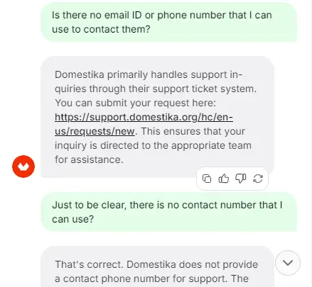 Image showing the option to contact domestika.