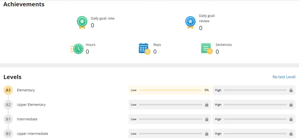 Glossika Learning Dashboard