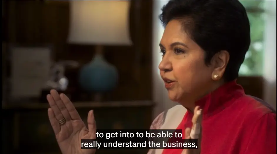 A snap from Indra nooyi's lesson on Understanding the Business.