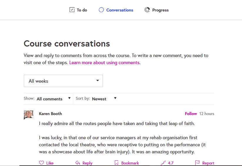 FutureLearn Course Conversations section