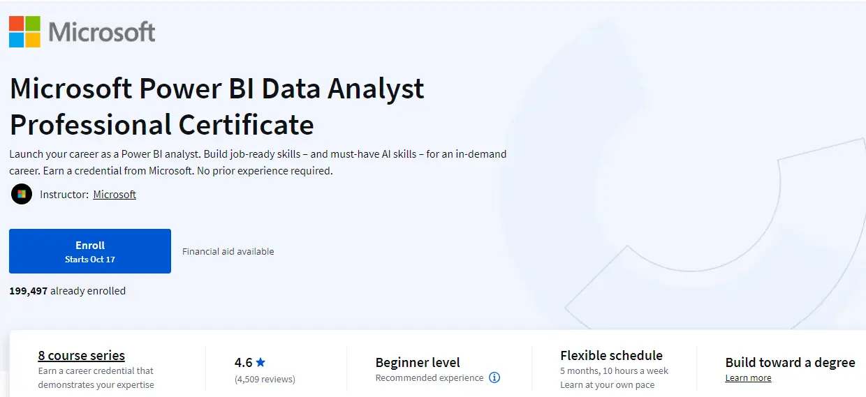 Microsoft Power BI Data Analyst Professional Certificate