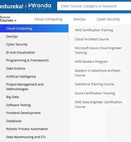 edureka course categories
