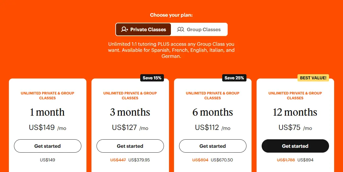 Babbel Live Pricing