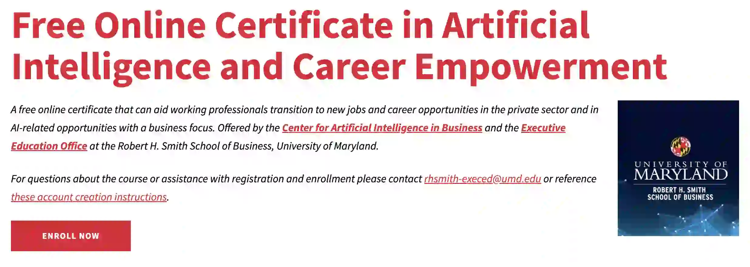 university of maryland free ai course